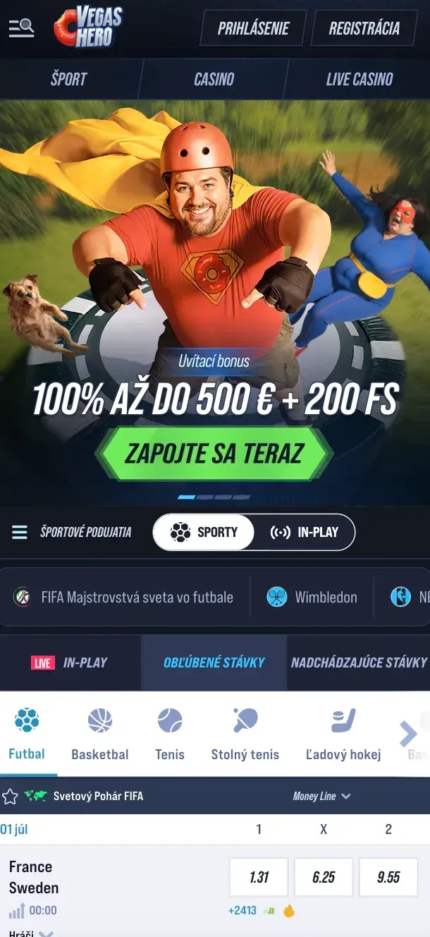 Mobilná verzia kasína VegasHero